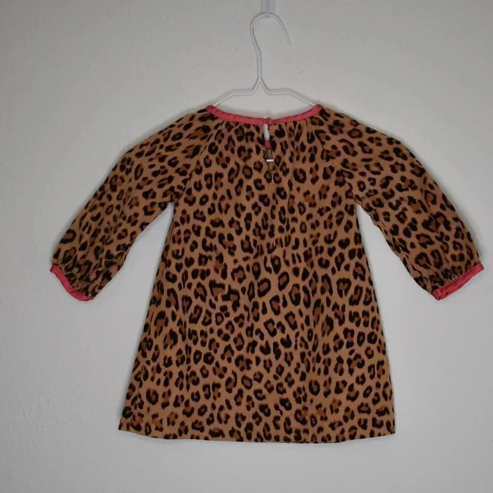 Baby Gap Corduroy Leopard Dress Sz 2T Bow 100% Cotton Animal Cheetah